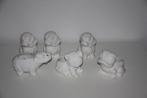 Set van 7 witte dieren bloempotjes hond kat kikker olifant, Enlèvement ou Envoi, Utilisé, Pierre, Intérieur