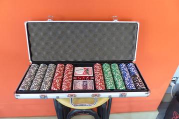 Pokerset met 500 metaal alu chips 