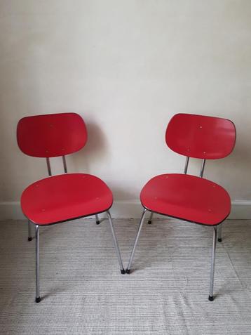 Paire de chaises métalliques - 1960 - Formica rouge