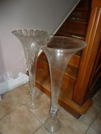 2 grote glazen vazen, Ophalen, Gebruikt, Glas, 75 cm of meer