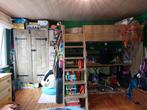 hooglaper met bureau en kleerkast steigerhout, Huis en Inrichting, Ophalen, Gebruikt, Eenpersoons