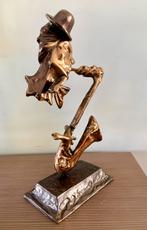 Mooie bronzen sculptuur van een saxofoonspeler - Yves Lohe, Ophalen of Verzenden, Brons