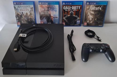 PS4 500gb in prima staat met 4 games, Games en Spelcomputers, Spelcomputers | Sony PlayStation 4, Gebruikt, Original, 500 GB, Met 1 controller