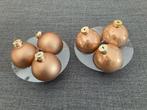 6 kerstballen in bronskleur in glas 80 mm (3 matte en 3 blin, Diversen, Ophalen of Verzenden, Zo goed als nieuw