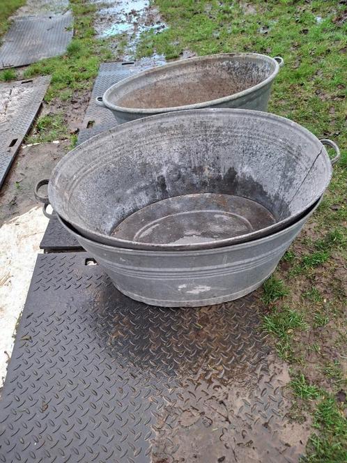 Zinken kuipen, Tuin en Terras, Bloembakken en Plantenbakken, Gebruikt, Metaal, Tuin, Rond, Ophalen