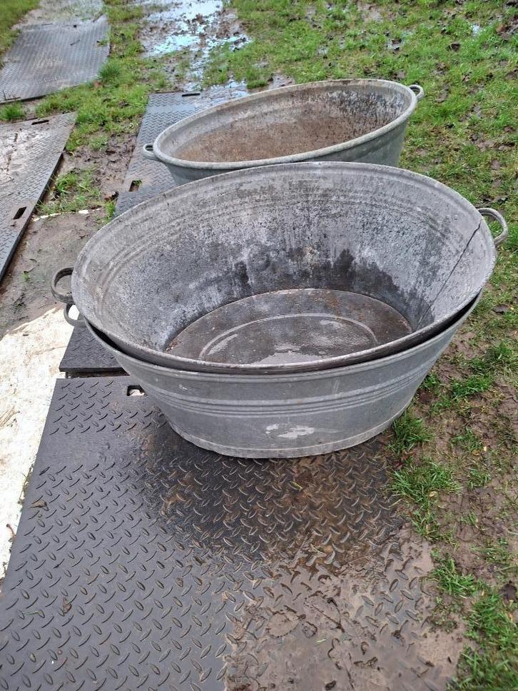 Zinken kuipen, Tuin en Terras, Bloembakken en Plantenbakken, Gebruikt, Metaal, Tuin, Rond, Ophalen