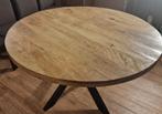 Eettafel mangohout rond D130cm + gratis 4 eetstoelen, Huis en Inrichting, Tafelonderdelen, Ophalen, Zo goed als nieuw
