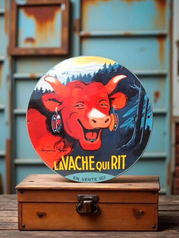 Nieuw emaille reclamebord van La Vache qui rit., Verzamelen, Merken en Reclamevoorwerpen, Nieuw, Reclamebord, Ophalen of Verzenden