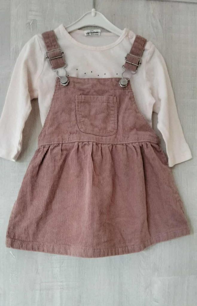 set Zara salopette & longsleeve maat 74 - 80, Kinderen en Baby's, Babykleding | Maat 80, Zo goed als nieuw, Meisje, Setje, Ophalen of Verzenden