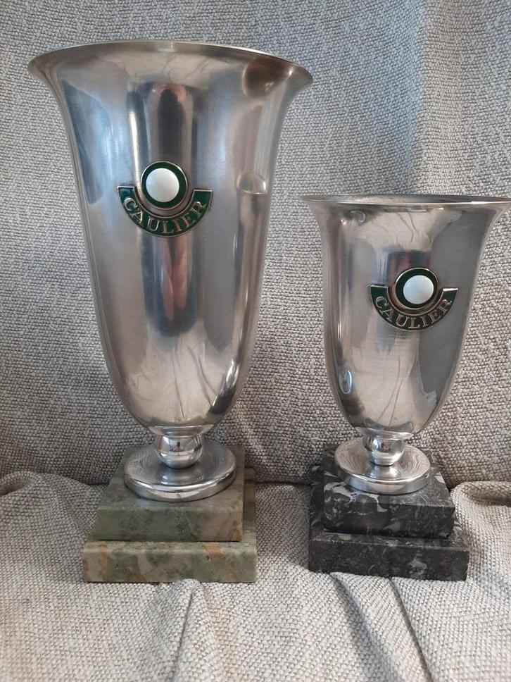 Ancienne Brassserie CAULIER, 2 trophées en bronze argenté, Collections, Marques & Objets publicitaires