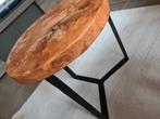 Bijzet-salontafel massief hout met staal, Ophalen, Gebruikt