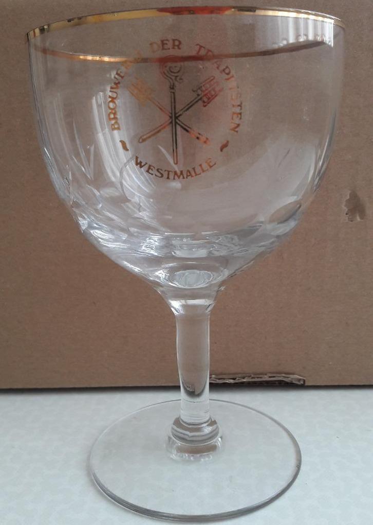 Westmalle glas met trappistensteel model 1, Verzamelen, Glas en Drinkglazen, Gebruikt, Bierglas, Ophalen of Verzenden