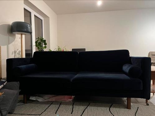 3 zits zetel in velour lux navy van Sofa Company., Huis en Inrichting, Zetels | Zetels, Zo goed als nieuw, Ophalen