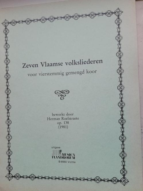 Zeven Vlaamse volkliederen      H. Roelstraete, Musique & Instruments, Partitions, Neuf, Autres genres, Autres genres, Chœur, Chant