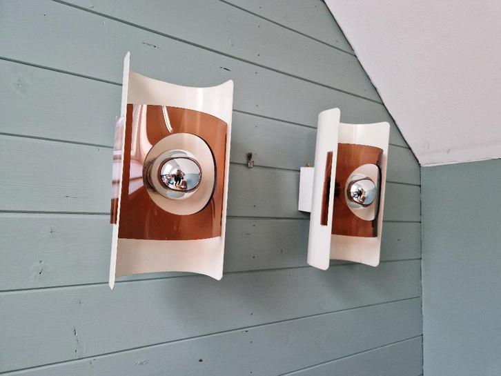 Paar schansen uit de ruimtetijd, gerookt plexiglas, 1970, Antiek en Kunst, Antiek | Verlichting, Ophalen of Verzenden