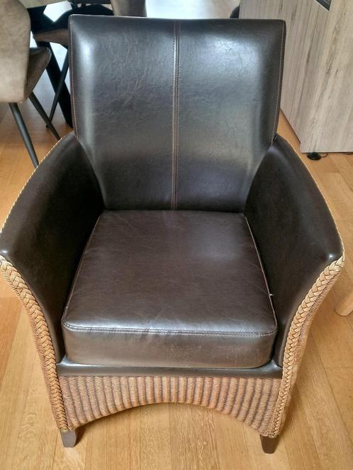 LlOYD LOOM FAVORIT STOEL RUSTIEK, Huis en Inrichting, Stoelen, Zo goed als nieuw, Drie, Hout, Leer, Riet of Rotan, Bruin, Ophalen