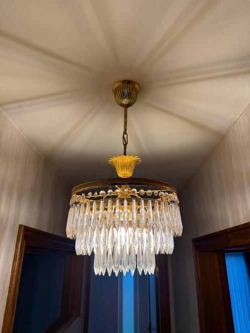 Elegant Vintage Crystal Ceiling Lamp, Huis en Inrichting, Lampen | Plafondlampen, Gebruikt, Ophalen