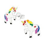 Zilveren eenhoorn unicorn oorbellen kinderen, Handtassen en Accessoires, Kindersieraden, Ophalen of Verzenden, Nieuw, Oorbellen