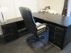 Grand bureau en bois en forme de "L" (couleur noir), Ophalen, Gebruikt, Bureau