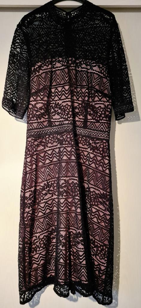 Zwart / roze kanten jurk Anna Field 36, Kleding | Dames, Jurken, Nieuw, Maat 36 (S), Ophalen of Verzenden