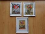 Ingekaderde afbeeldingen van vaandels WO2  , 10 € / st., Ophalen of Verzenden, Landmacht, Foto of Poster