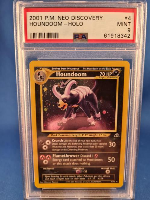 Houndoom 4/75 - Neo Discovery (PSA 9), Hobby en Vrije tijd, Verzamelkaartspellen | Pokémon, Zo goed als nieuw, Verzenden