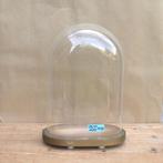 Globe cloche en verre ovale vintage 28,5 cm base couleur or, Enlèvement ou Envoi