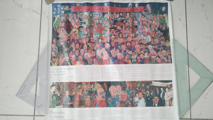 Poster met schilderij « L’entrée du diable à Bruxelles"(1990, Verzamelen, Posters, Gebruikt, Film en Tv, A1 t/m A3, Rechthoekig Liggend