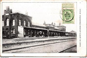 La Gare/De statie, Aulnois-Quévy - La frontière 1907 beschikbaar voor biedingen