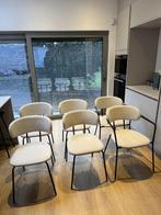 6 eetkamer stoelen (2 met armleuning), Ophalen, Gebruikt, Wit, Metaal