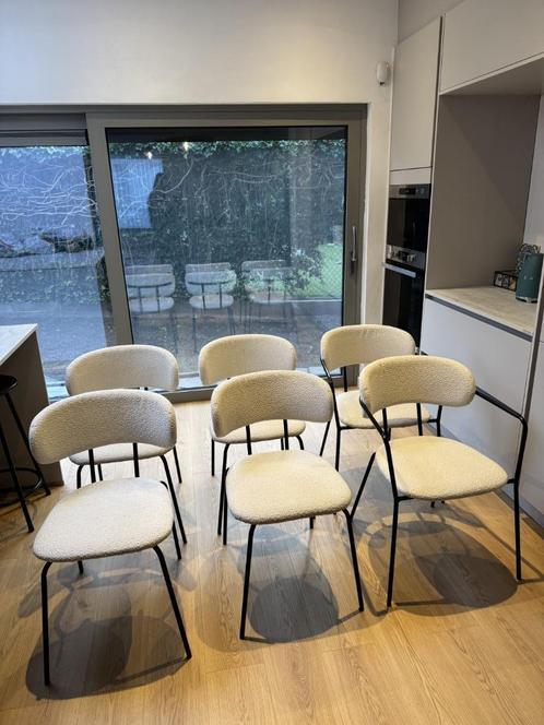 6 eetkamer stoelen (2 met armleuning), Huis en Inrichting, Stoelen, Gebruikt, Vijf, Zes of meer stoelen, Metaal, Wit, Ophalen