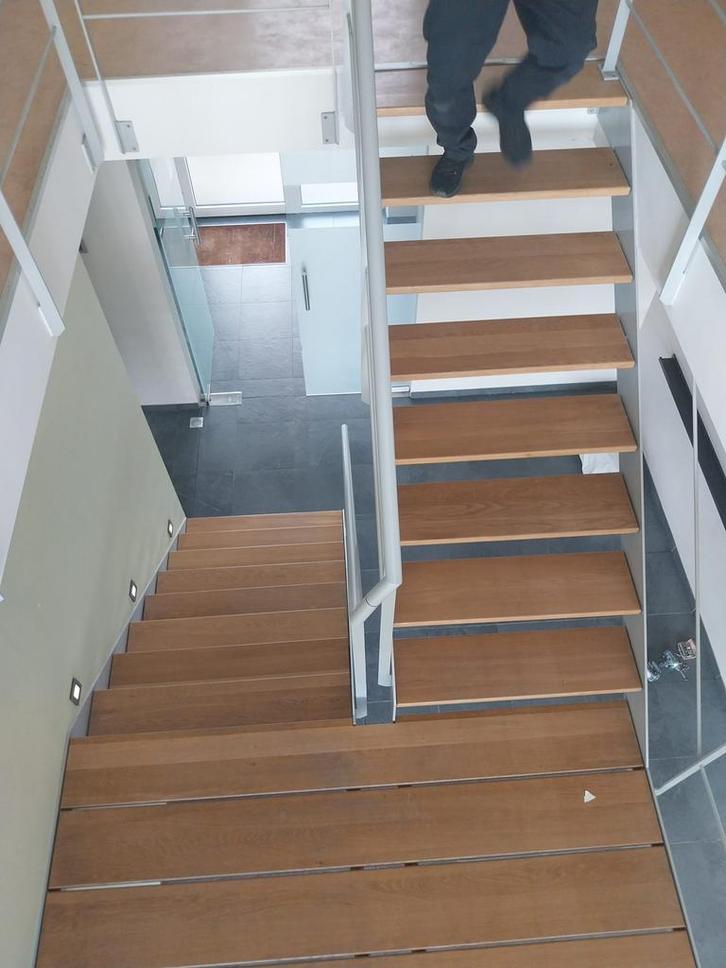 Moderne Trap + RVS (roestvast staal) Leuning  (Oven Coating), Doe-het-zelf en Bouw, Ladders en Trappen, Zo goed als nieuw, Trap