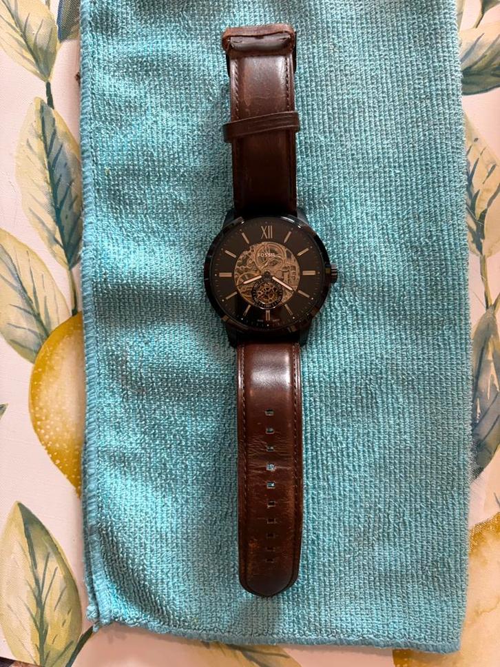 Montre Fossil automatique, Handtassen en Accessoires, Horloges | Heren, Gebruikt, Polshorloge, Overige merken, Leer, Ophalen