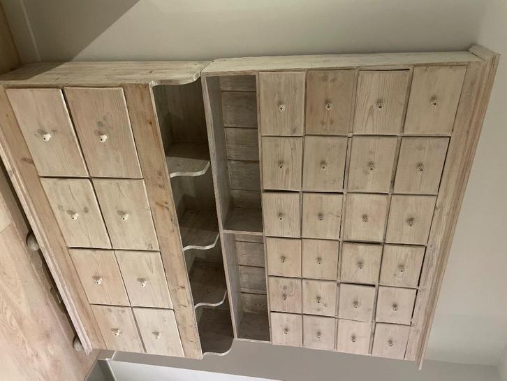 Antieke vintage apotheekkast, Huis en Inrichting, Kasten | Ladekasten, Gebruikt, 200 cm of meer, 150 tot 200 cm, 25 tot 50 cm