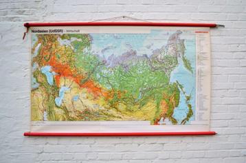  Vintage school kaart: USSR Noord-Azië (1970)