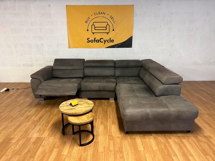 hoekzetel met elektrische relaxfunctie – SofaCycle, Huis en Inrichting, Zetels | Voetbanken en poefs, Zo goed als nieuw, Stof