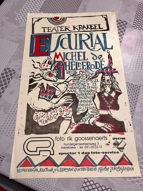 Vintage Poster Teater Krakeel Escurial Michel De Ghelderode, Verzamelen, Posters, Zo goed als nieuw, Muziek, Deurposter of groter