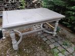 Massief eiken tafel met gedraaide poten, Tuin en Terras, Ophalen, Gebruikt, Rechthoekig, Hout