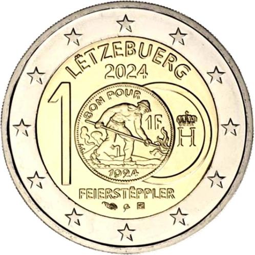 2 euros Luxembourg 2024 - 100 ans de pièces en Franc (UNC), Timbres & Monnaies, Monnaies | Europe | Monnaies euro, Monnaie en vrac