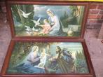 2 cadres en bois avec dessin religieux - 85 x 44 cm, Antiquités & Art, Enlèvement