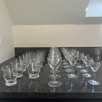 28 verres en cristal vintage avec épi de blé, année 1950, c, Verre ou Verres, Enlèvement ou Envoi, Comme neuf, Verre
