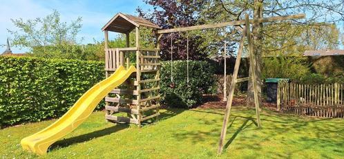 Speeltoestel met schuifaf en schommeldeel, Kinderen en Baby's, Speelgoed | Buiten | Speeltoestellen, Gebruikt, Glijbaan, Klimtouw