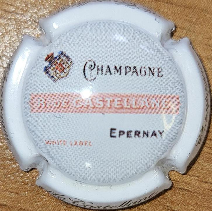 Champagnecapsule DE CASTELLANE wit & roze nr 090c, Verzamelen, Wijnen, Nieuw, Champagne, Frankrijk, Ophalen of Verzenden