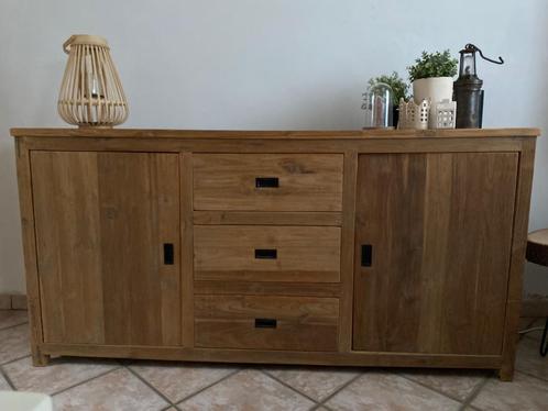 Lot de 2 meubles: buffet + meuble TV en teck recyclé, Maison & Meubles, Armoires | Buffets, Utilisé, Moins de 100 cm, 150 à 200 cm