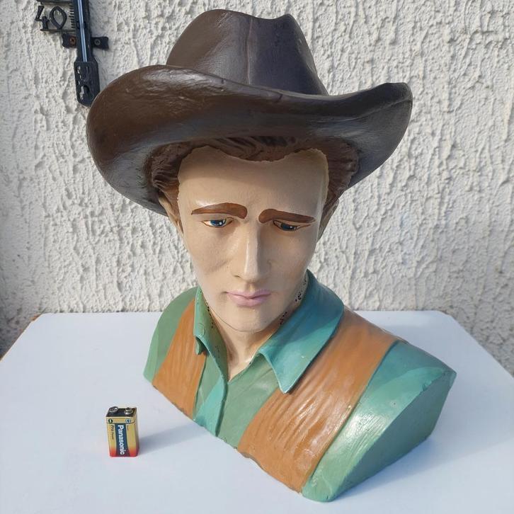 BUSTE GIPS JAMES DEAN 1950 ACTEUR FILM WESTERN GIANT, Verzamelen, Beelden en Beeldjes, Gebruikt, Mens, Ophalen of Verzenden