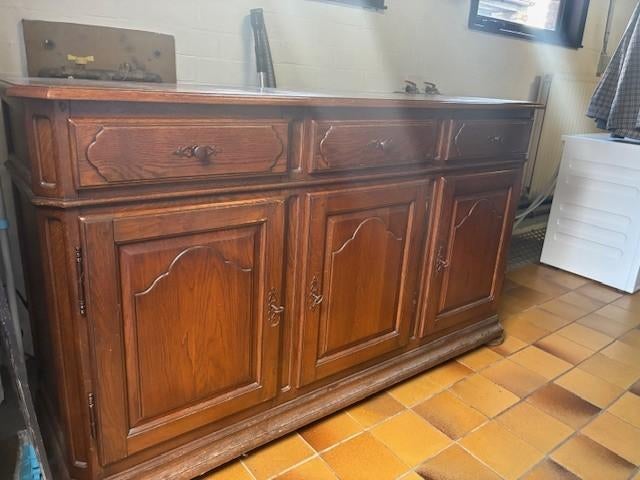 Antieke dressoir (massief hout), Avec tablette(s), Massief hout, 150 à 200 cm, Enlèvement