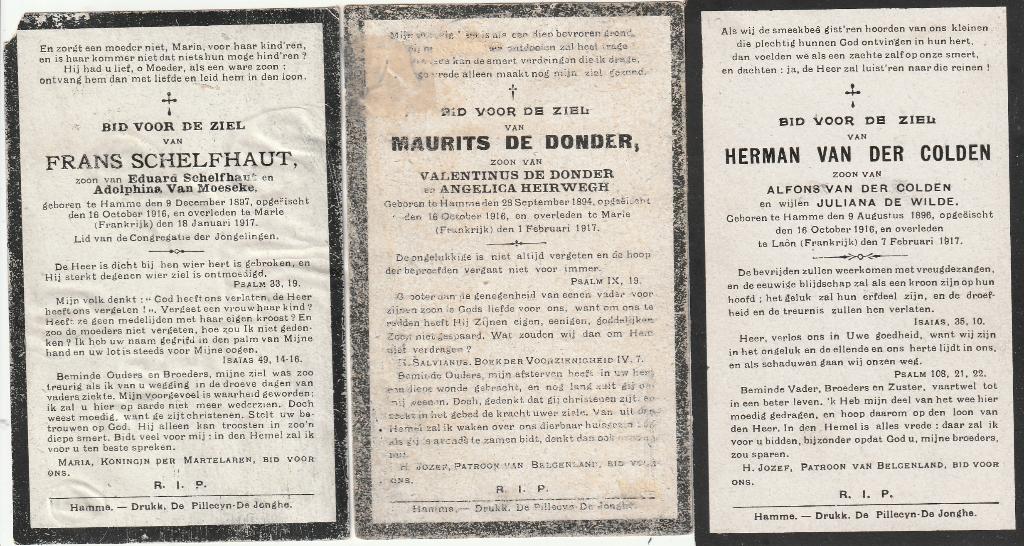 Oorlogsslachtoffer 1914-18, Verzenden