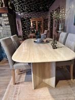 travertin (marbre) table a manger +table basse assortie, Enlèvement, Utilisé