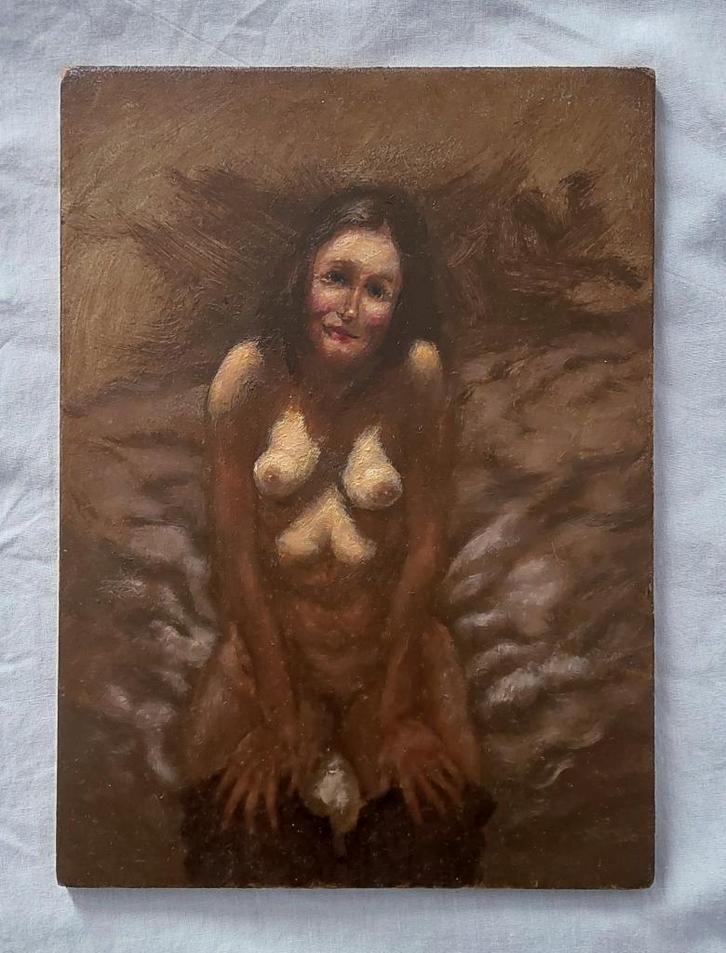 Peinture d'une jeune femme nue - Peinture à l'huile, Antiquités & Art, Art | Peinture | Classique, Enlèvement ou Envoi