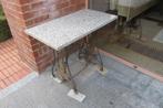 Antiek naaimachine-onderstel met granieten blad, Tuin en Terras, Ophalen, Gebruikt, Rechthoekig, Metaal